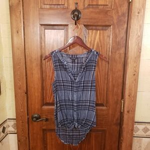 Lucky Brand blue plaid button-up tank